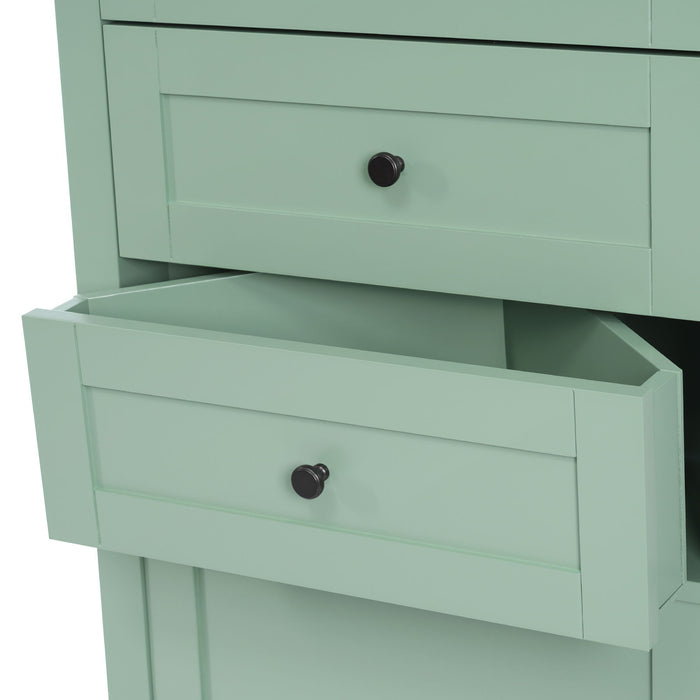 Tall Storage Cabinet With 3 Drawers And Adjustable Shelves For Bathroom