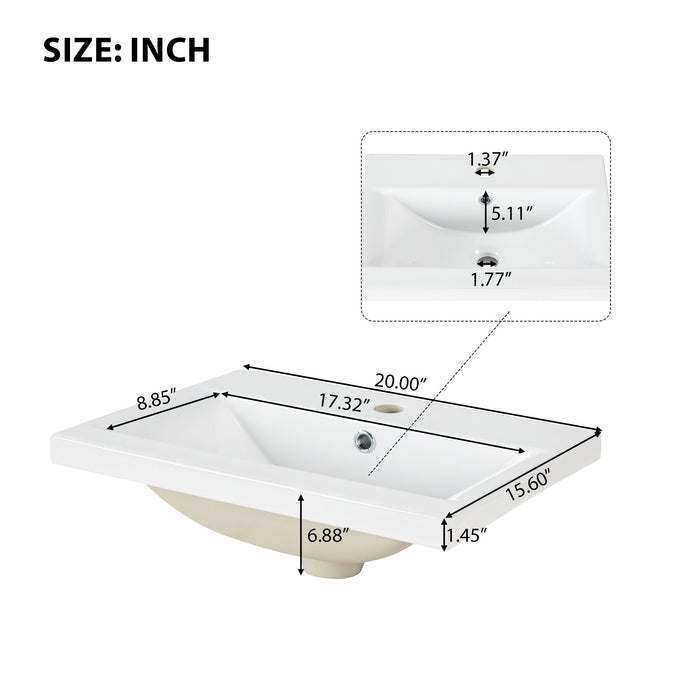 Modern Bathroom Vanity With Sink, Adjustable 2 Tier Shelf