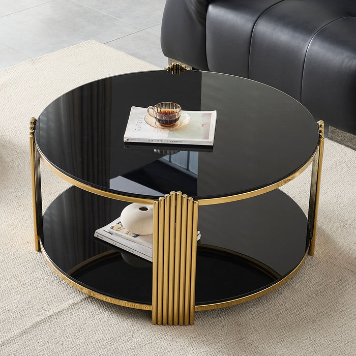 Round Table With Double Layer Storage