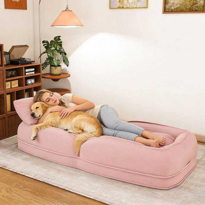 Upholstered Foldable Lazy Sofa Bed For Adults And Pets