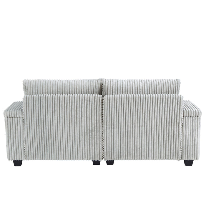 Modern Chaise Sofa With Adjustable Backrest, Cup Holders, Phone Holder & Storage Compartments For Living Room