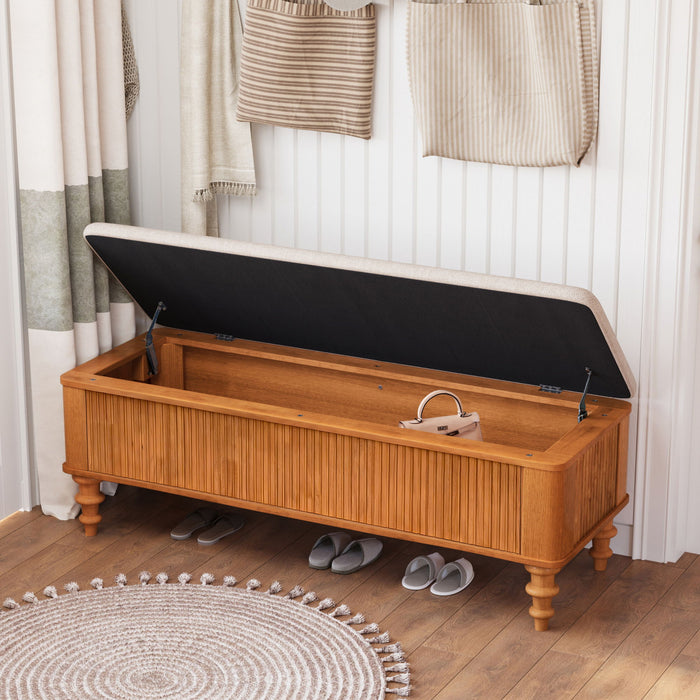 Storage Ottoman Bench For Living Room - Natural