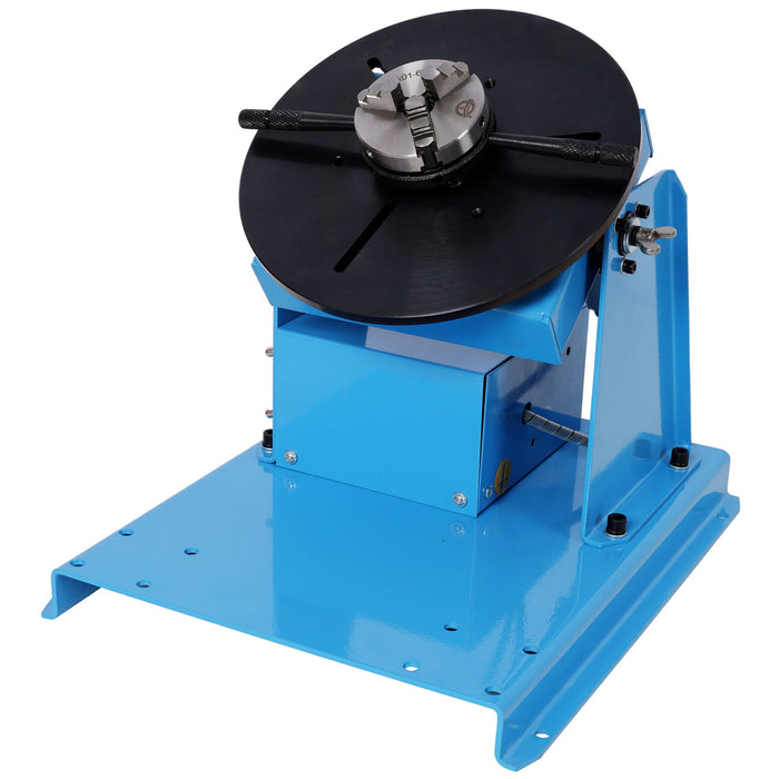 Portable Rotary Welding Positioner With 3 Jaw Lathe Chuck, 0 - 90° Turntable - Blue