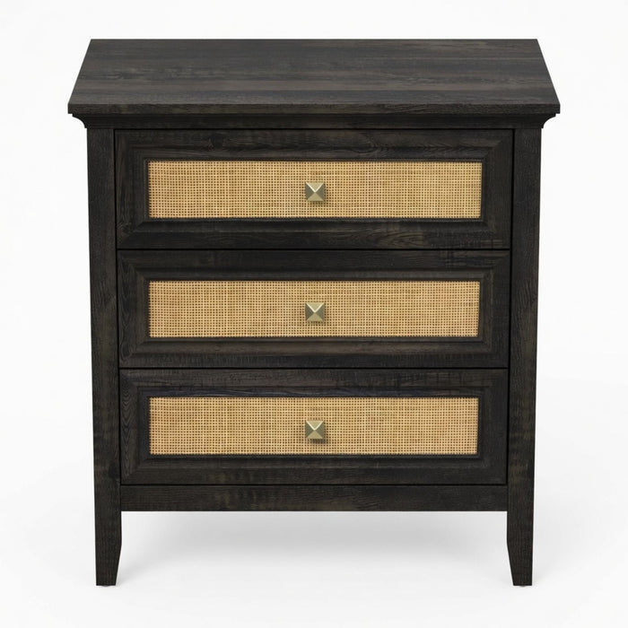 Nightstand With 3 Drawers, Tall End Table - Brown