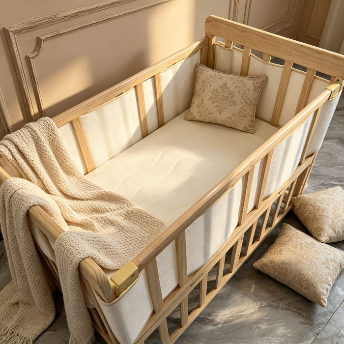 Portable Pne Bedside Bassinet, Crib With 3 Adjustable Heights, Compact Design - White