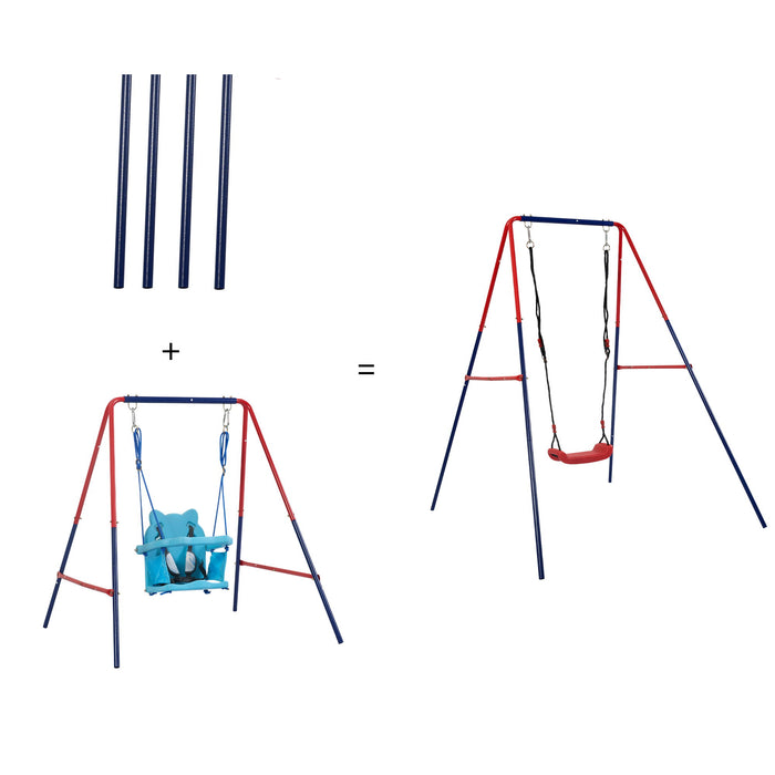 Xiunan Leisure - 2 In 1 Baby Swing Set Safe Playground Accessory - Blue / Red