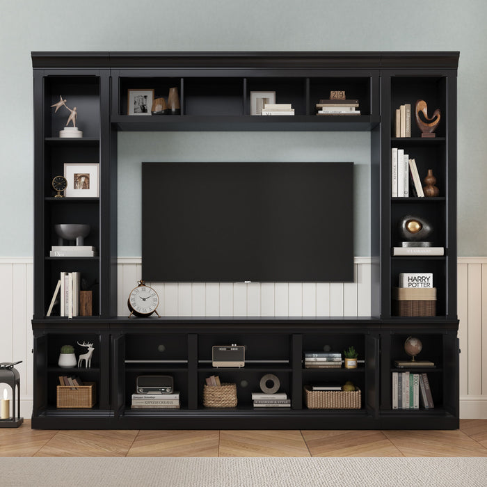 TV Stand With Hutch, Large Entertainment Center With Adjustable Shelves