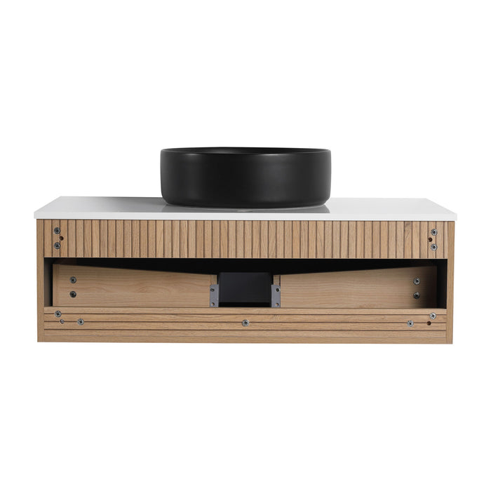 Wall Mounted Bathroom Vanity With Art Sink & 1 Soft Close Drawer