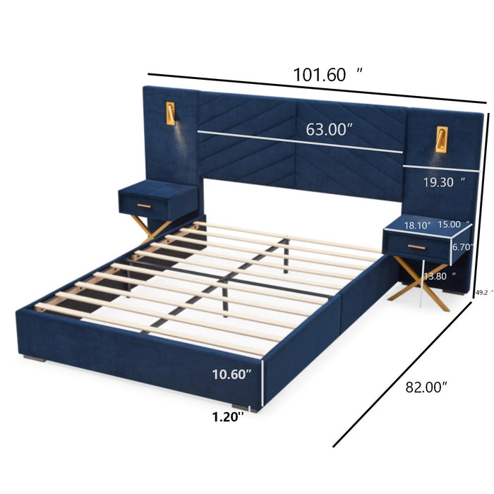 Comfortable Upholstered Bed With Vertical Channel Tufted Wingback Headboard