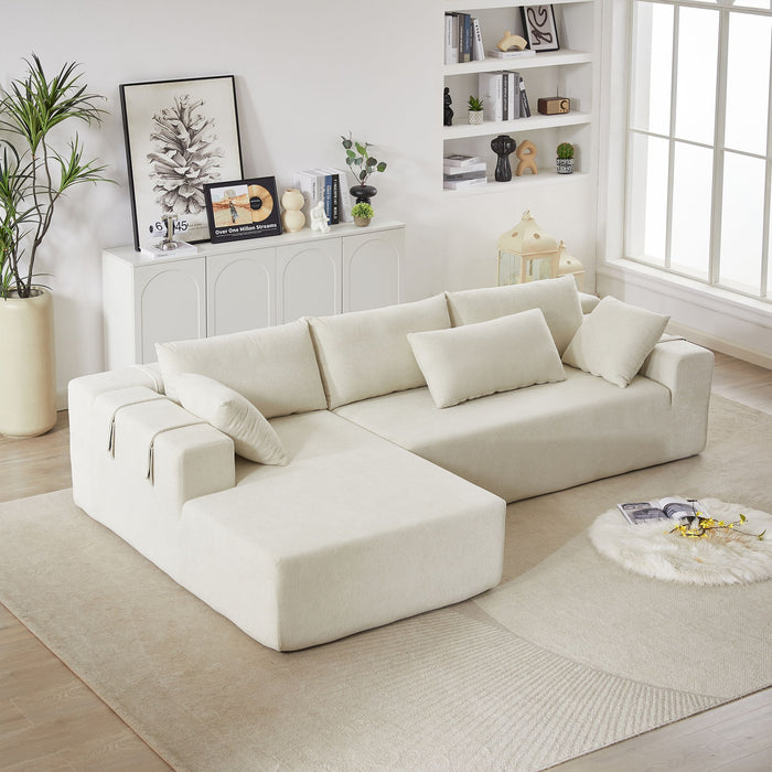 Modern Chenille Upholstered Sectional Sofa Couch Set With 6 Pillows,Free Combination