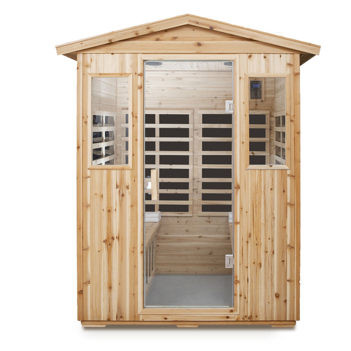 4 Person Old Fir Far Infrared Outdoor Sauna Room - Natural
