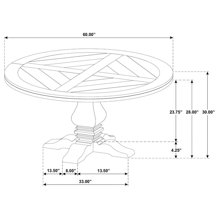 Crux - 5 Piece Round Dining Table Set With Upholstered Chairs - Honey