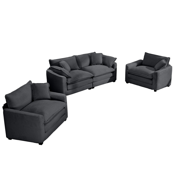 Elegant Corduroy Oversized Sectional Sofa Set With Deep Seats And Flexible Layout