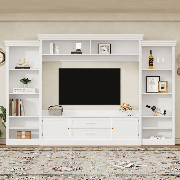 Elegant Entertainment Center Wall Unit With Bookshelves