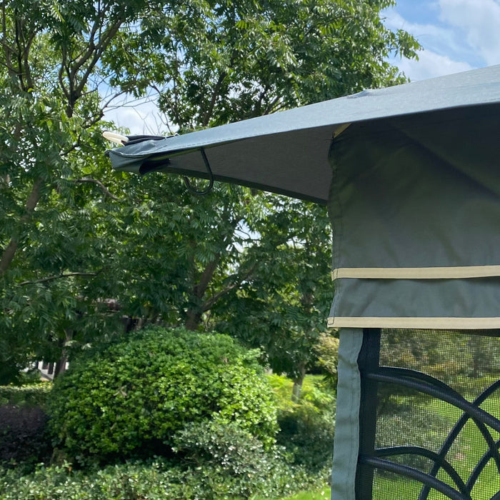 Patio Gazebo Tent With Ventilated Double Roof And Mosquito Net