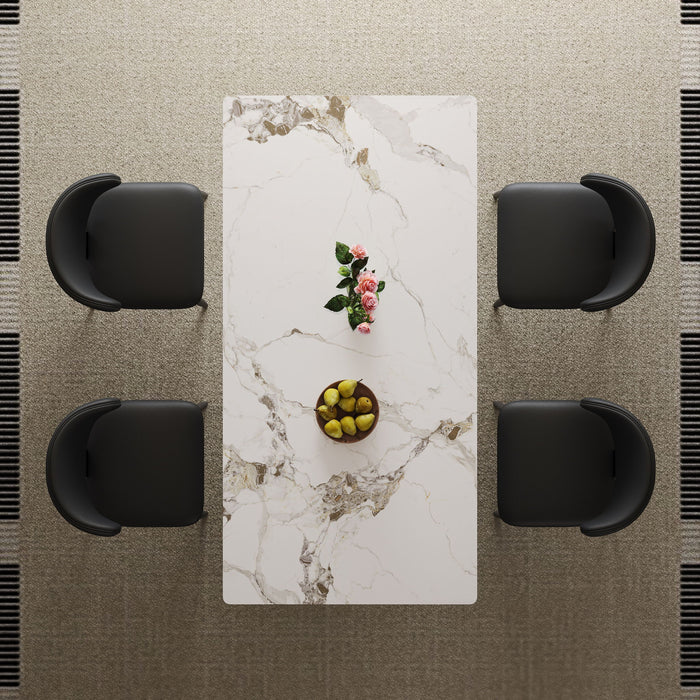 Modern Rectangular Dining Table For 6 - 8, Plated Hourglass Base