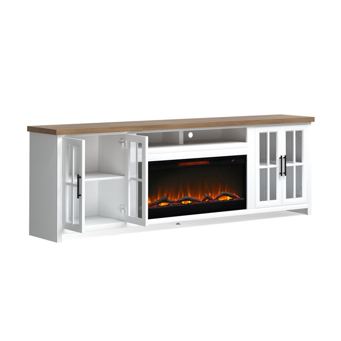 Fireplace TV Stand Console & Fixed Shelves