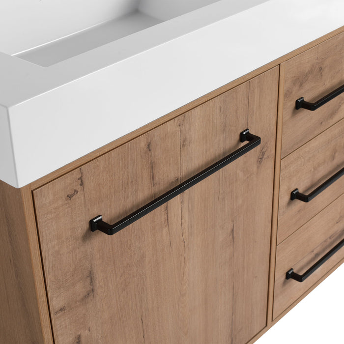 60" Freestanding Bathroom Vanity With Double Sink, Soft Close Doors, 3 Drawers - Imitative Oak