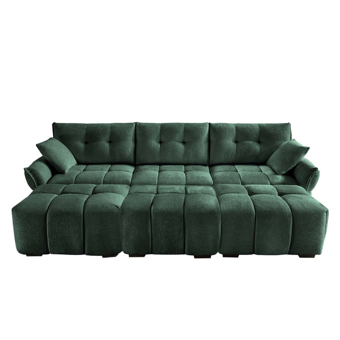 Sofa Set With Ottoman And Pillows, Textured, High Resilience Cushions