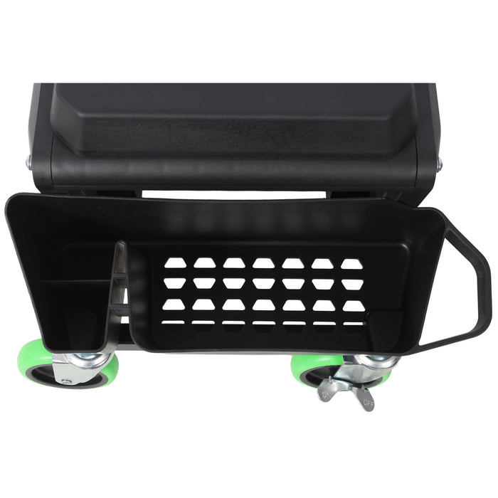 Heavy Duty Mechanic Stool With Wheels And Soft Rubber Cushion And 330Lbs Capacity - Green