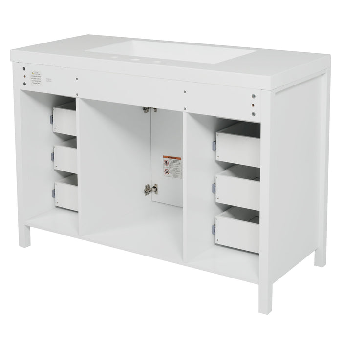 Bathroom Vanity With Sink, 2 Doors 8 Drawers, Soft Close System, Classic Design