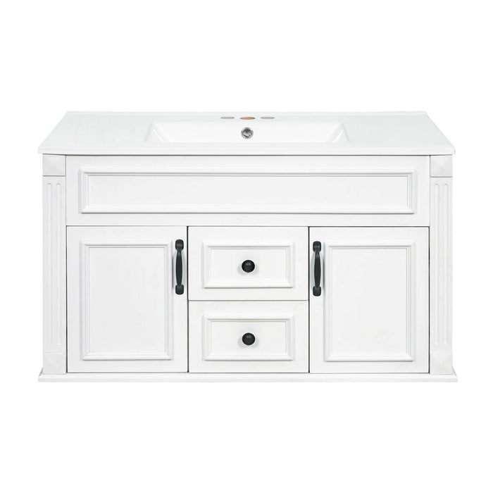 French Simple Style Wall Mounted Bathroom Cabinet With Sink