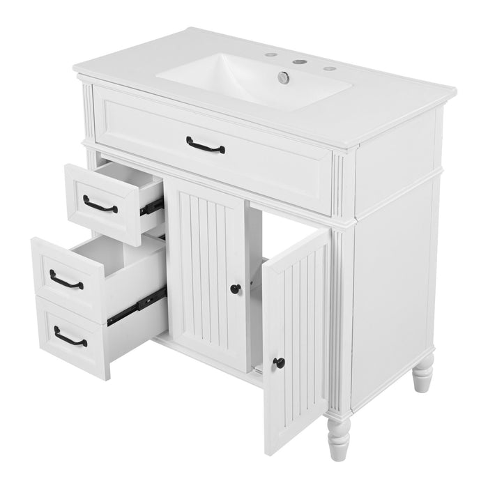 Bathroom Vanity With Sink, 2 Doors 2 Drawers, Freestanding Design