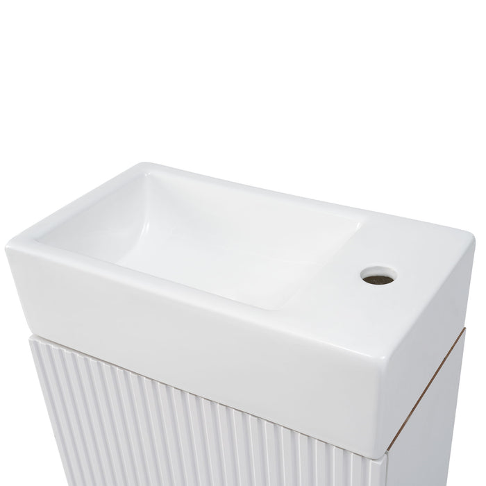 Modern Bathroom Vanity With Sink And 2 Tier Shelf