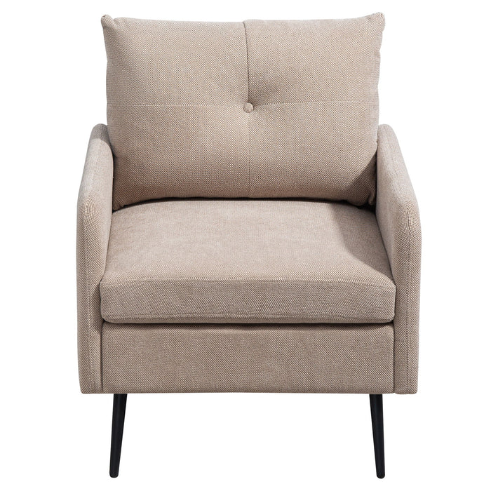 Contemporary Accent Chair With Metal Legs, Comfy Chenille Fabric Armchair