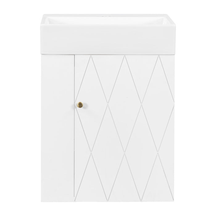 Modern Bathroom Vanity With Sink, Diamond Pattern Doors