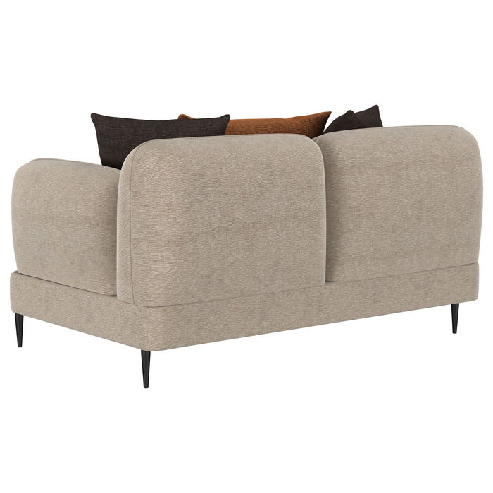 Repley - Upholstered Sculpted Track Arm Loveseat - Beige