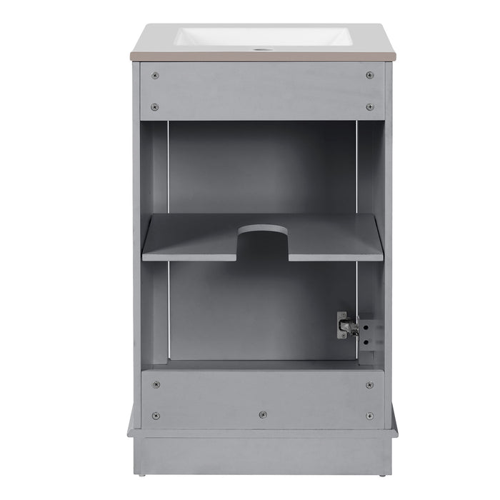 Bathroom Vanity With Sink, Freestanding Single Cabinet Set, Soft Close Door, Adjustable Shelf