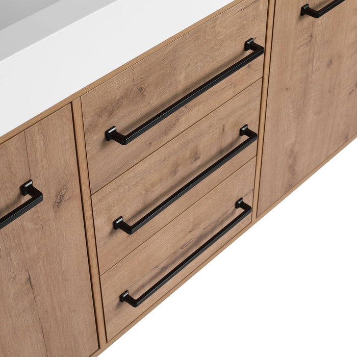 60" Freestanding Bathroom Vanity With Double Sink, Soft Close Doors, 3 Drawers - Imitative Oak