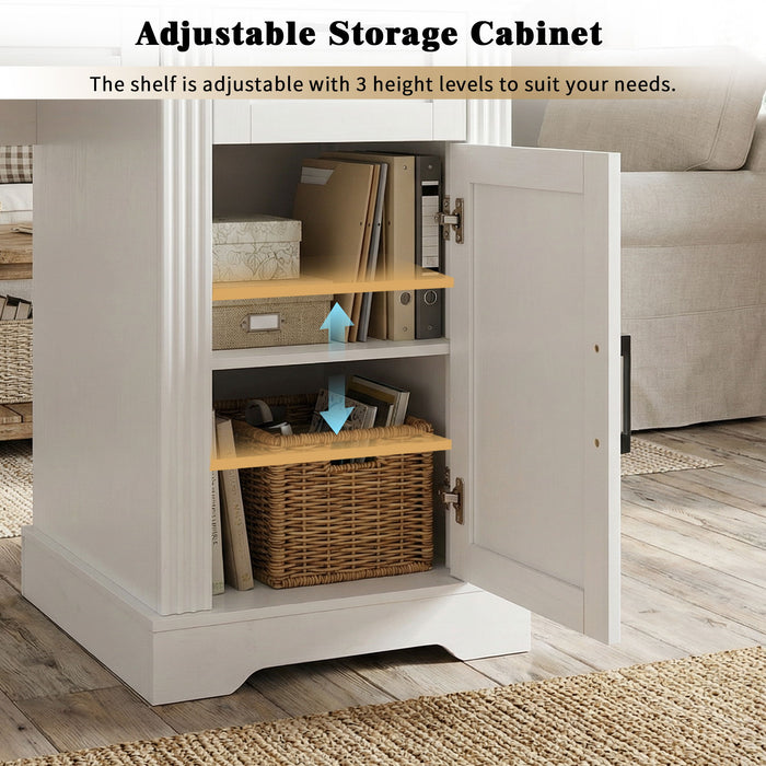 Office Desk With Storage Cabinet, Charging Station, Monitor Stand & Pegboard