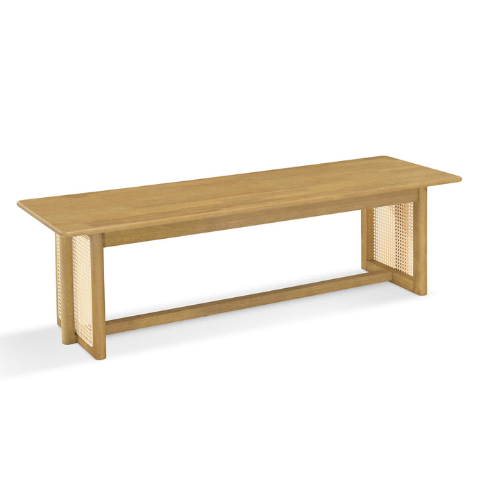 Dining Bench With Rattan Weave