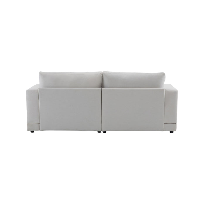 Modern Square Arm Sofa With Soft Fabric Upholstery, Deep Cushions