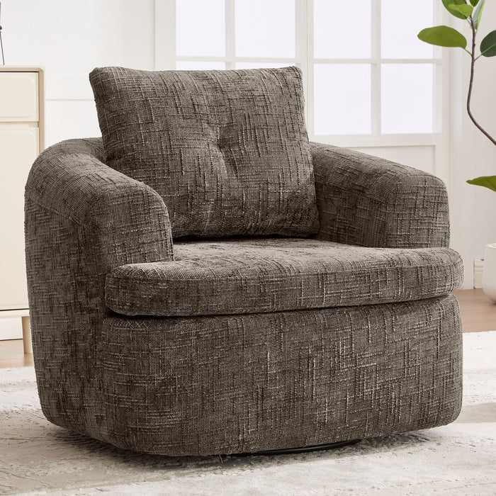 Modern Swivel Barrel Chair With Dual-Layer Cushion