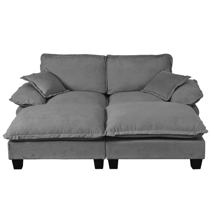 Modular Sectional Sofa With Movable Ottoman & Pillows