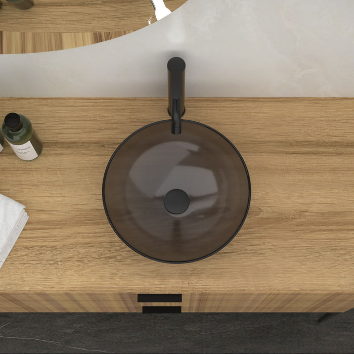 Artistic Tempered Glass Vessel Sink With Pop Up Drain