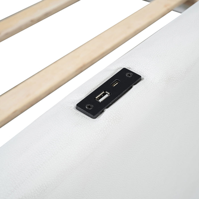 Platform Bed With Guardrail And Charging Station