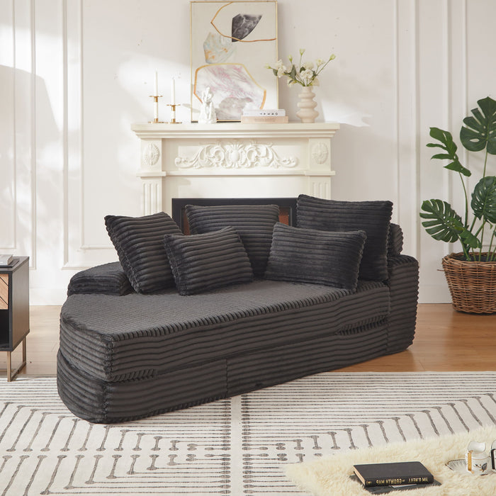 Semi Circular 2 In 1 Sofa Bed With Neck Pillow And Throw Pillows