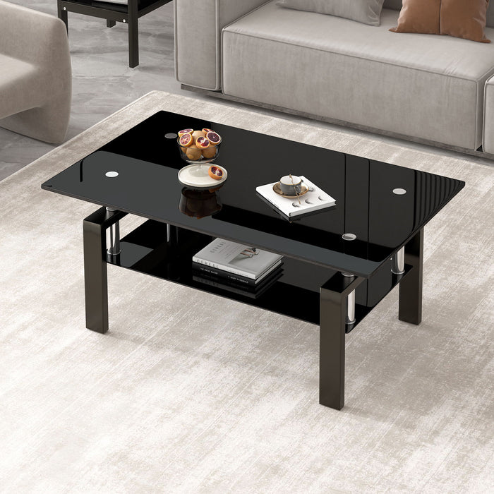 Tempered Glass Table With Storage