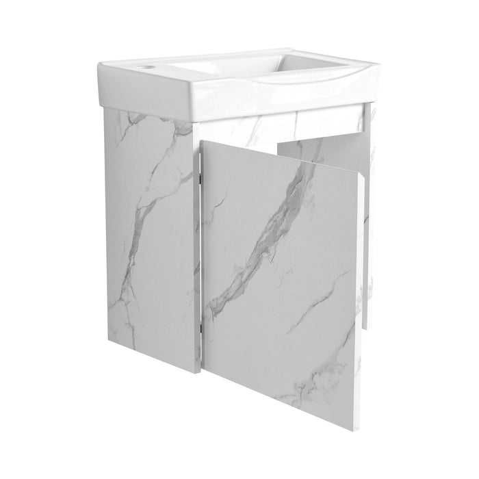 Modern Bathroom Vanity With Ceramic Basin, Wall Mounted Floating Sink Combo, Storage Cabinet