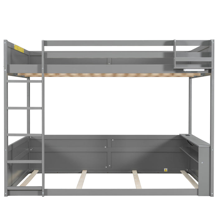 Bunk Bed With Built In Shelves, Storage Box, LED Light And USB Charging Station
