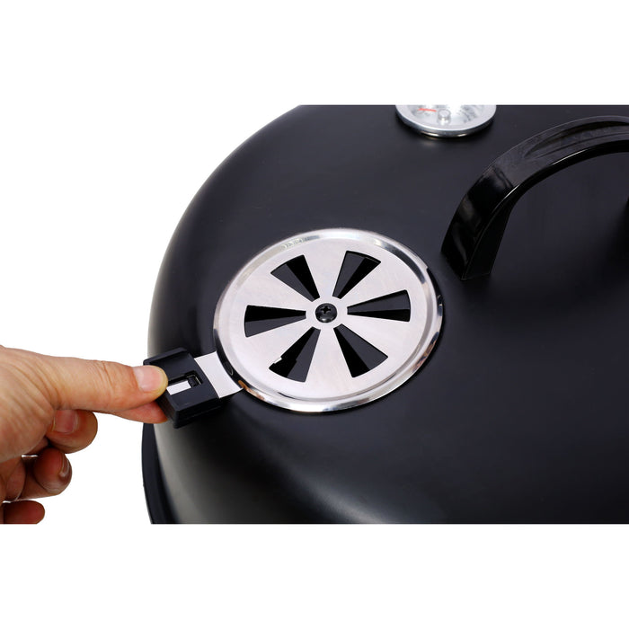 Portable Charcoal Smoker Grill For Outdoor Cooking - Black