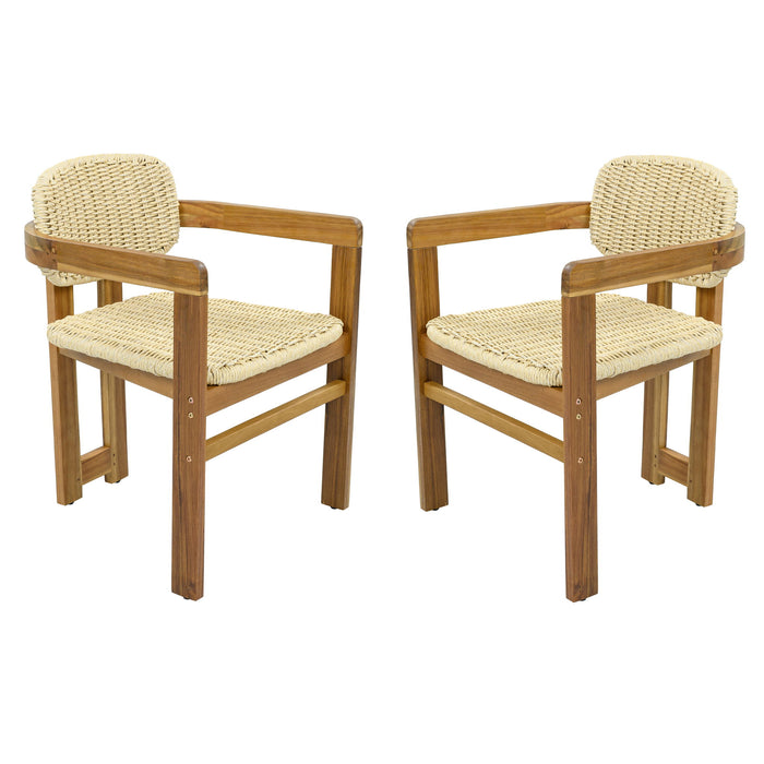 Outdoor Accent Armchairs For Patio (Set of 2) - Natural / Teak