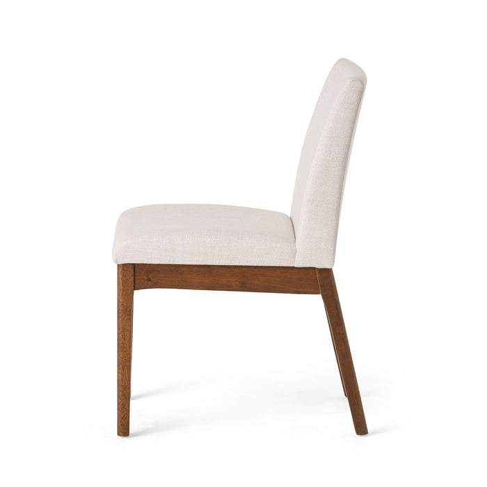 Dining Chairs With Upholstered Seat And Backrest (Set of 2) - Light Beige / Walnut