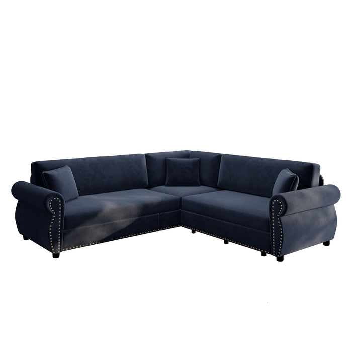L-Shaped Sofa Couch With Pull-Out Bed