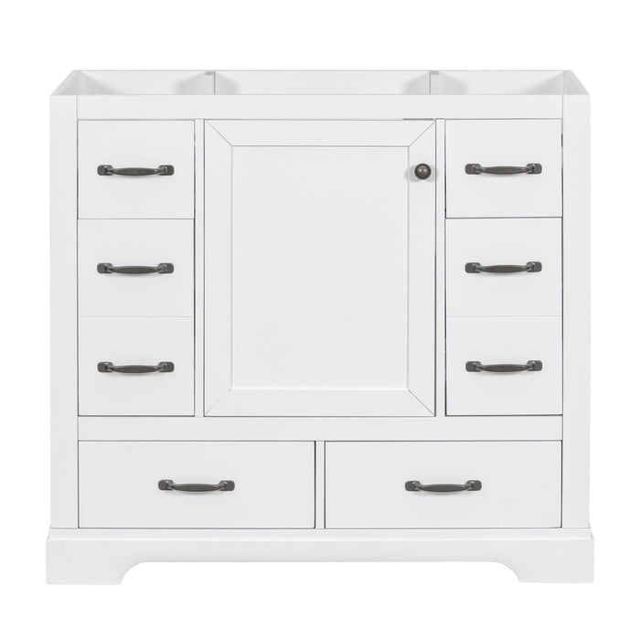 Modern Bathroom Vanity Base Only, 6 Drawer Storage With Adjustable Shelf