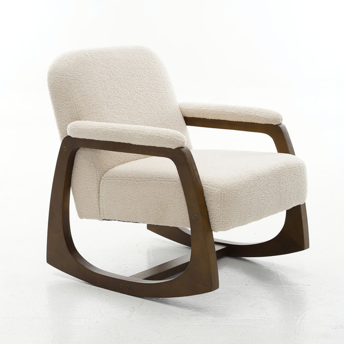 Curved Frame Rocking Accent Chair - Beige / Brown